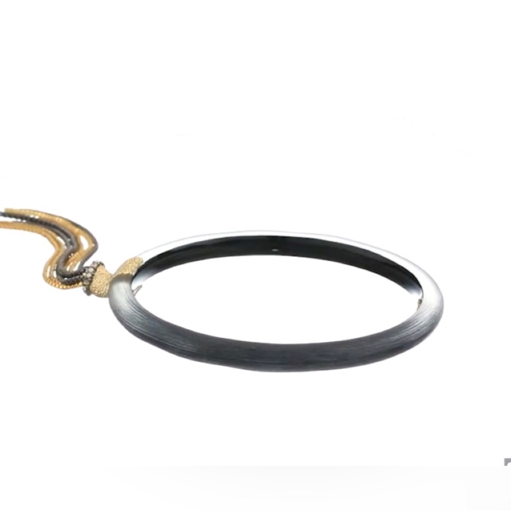 Alexis Bittar Black Lucite Tasseled Skinny Bangle
